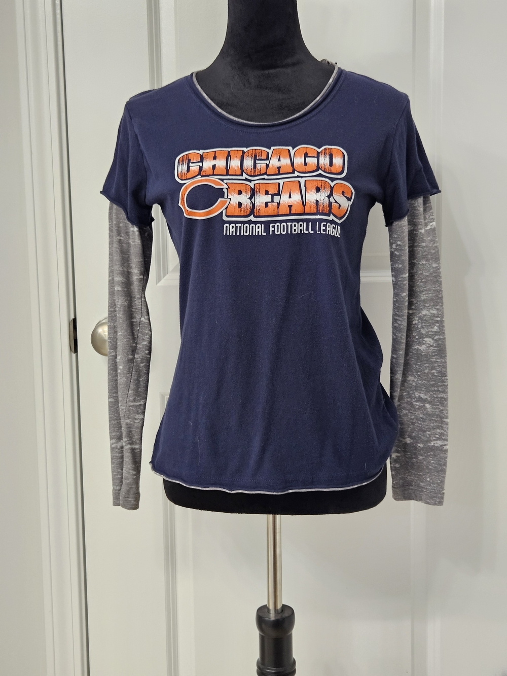 NFL Chicago Bears Navy and Gray Layered-Look Long Sleeve Tee